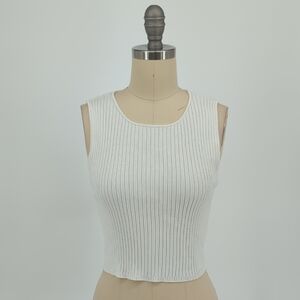 Forever 21 Ribbed Knit Tank Top White Size Small casual classic basic minimalist